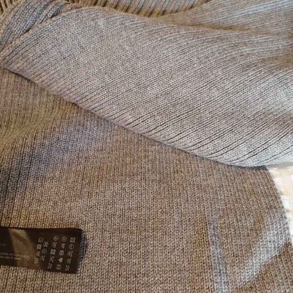 NWT All Saints 100% Merino Wool Gray Marl Rib Knit Scarf - Picture 5 of 8